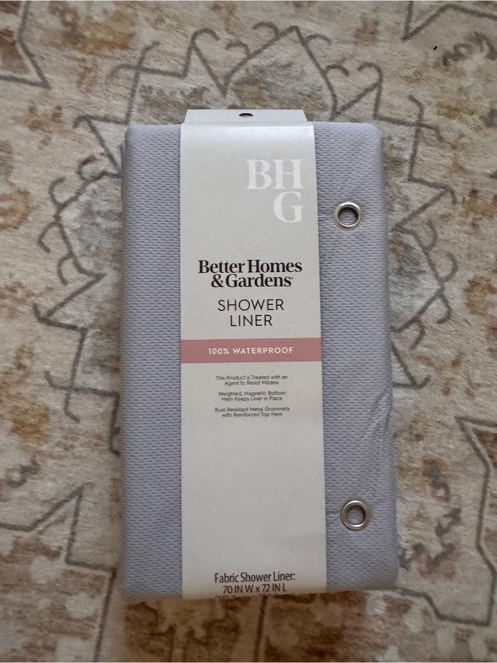 Better Homes And Gardens Gray Fabric Shower Liner with Metal Grommets